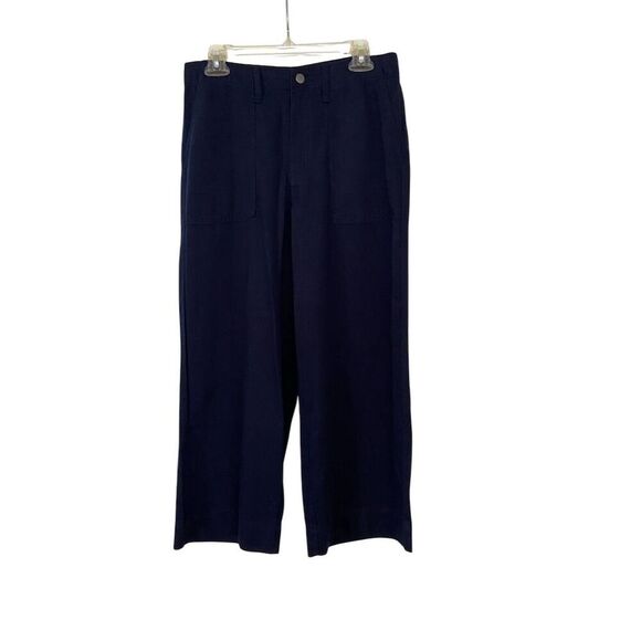 Time and Tru Wide Leg High Waisted Pants with Utility Pockets NWOT Navy Size 6 - Picture 1 of 11
